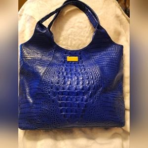 Brahmin Large Leather Bucket Tote Bag in beautiful Royal Blue color